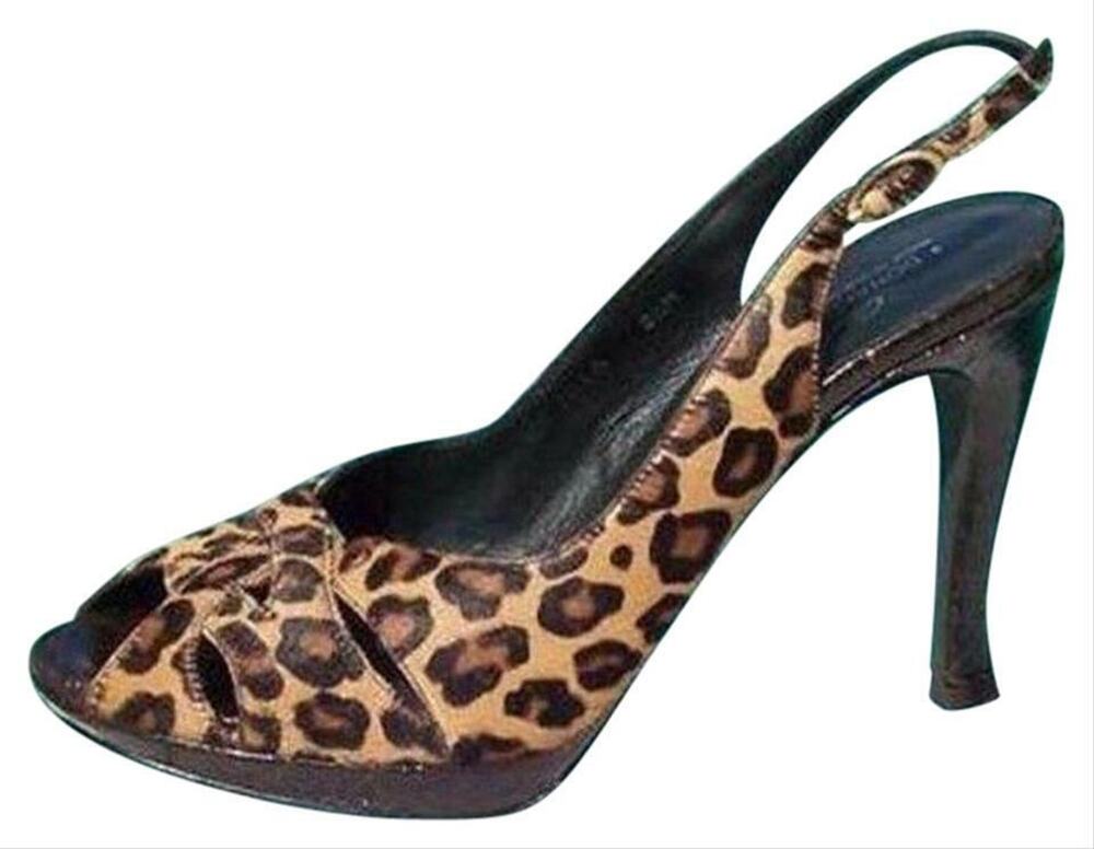 Donald Pliner Brown Gator Leather Hair Calf Shoe Peep Toe Platform NWT $395 8.5